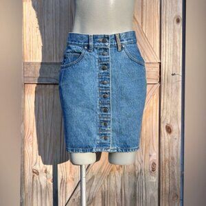 Vintage 90s Levi's Blue Denim Button Up Mini Skirt~7~